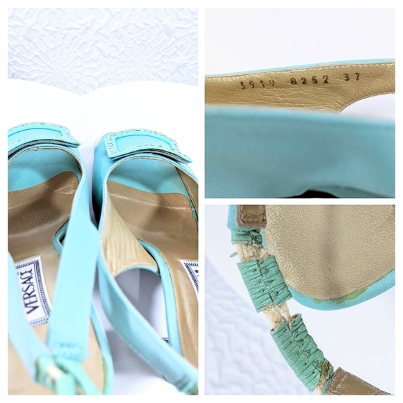 VINTAGE Gianni Versace Mint Green Silk Pumps - Picture 8 of 8